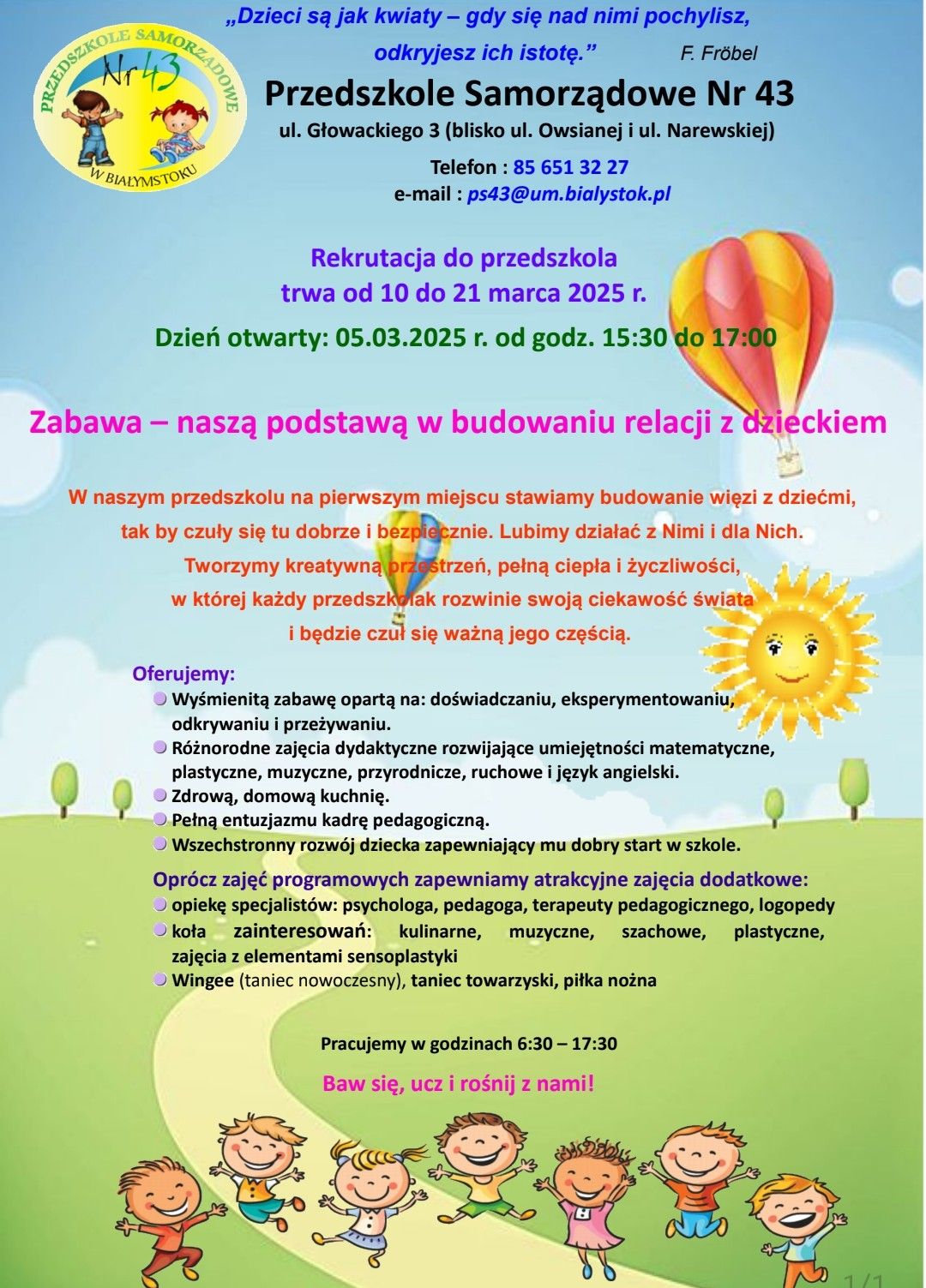 Plakat reklamujący Przedszkole