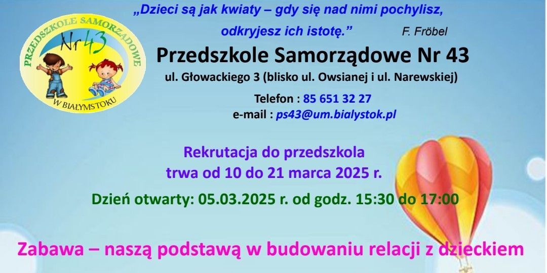 Plakat reklamujący Przedszkole