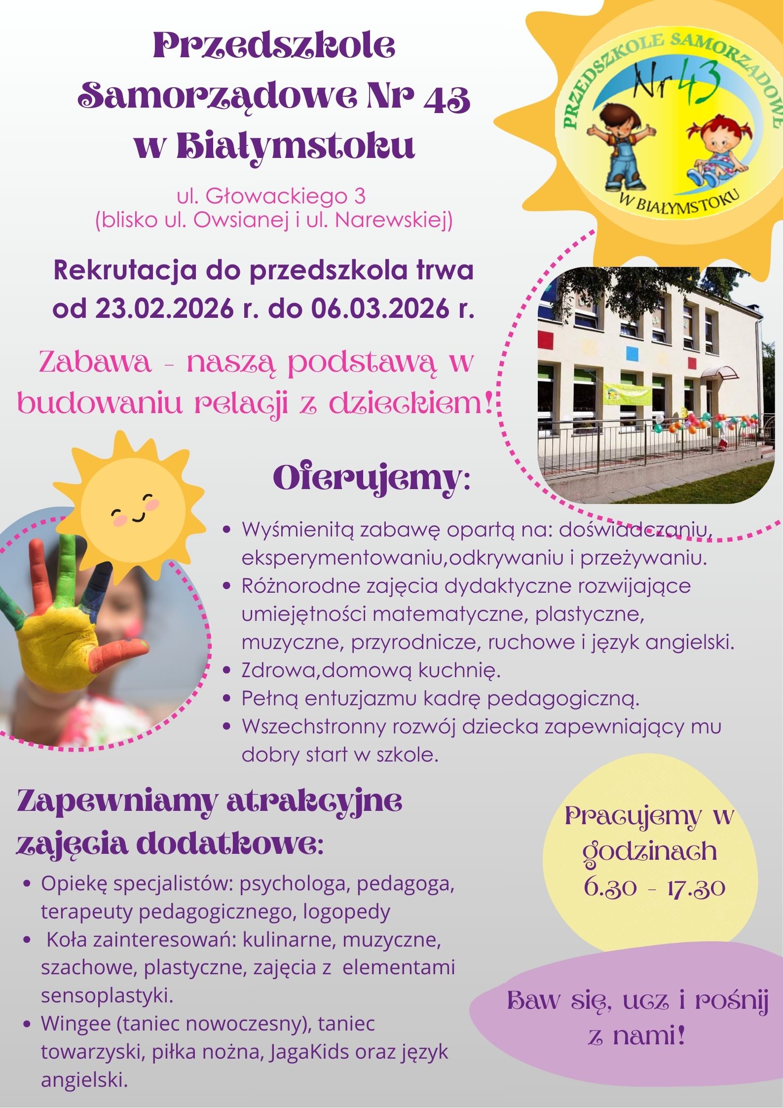 Plakat z ofertą przedszkola