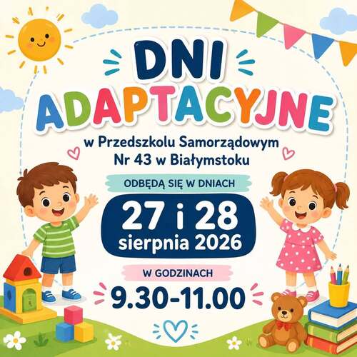 Informacja o dniach adaptacyjnych w przedszkolu